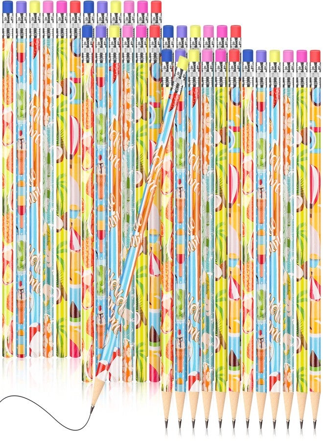 Fainne 36 Pcs Beach Pencils with Eraser Bulk Hawaii Beach Themed Party Favors Novelty Fun Wooden Assorted Colorful Pencils for Class School Reward Prize Christmas Party Favors Gifts, 6 Style - Image 1